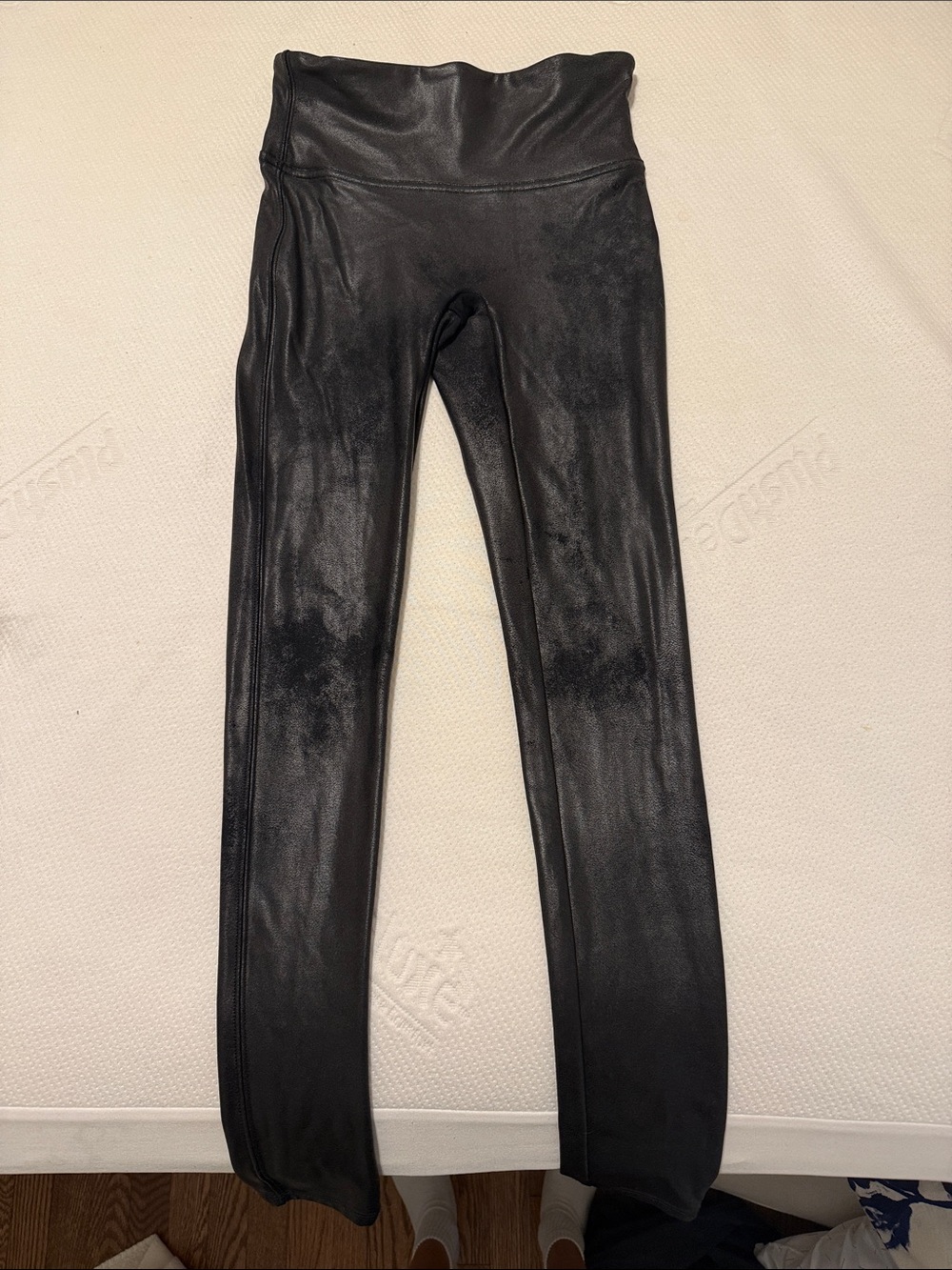 SPANX Black Faux Leather High-Rise Jeggings